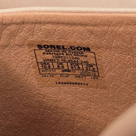 Sorel Platform Sandals Size 10.5 Tan Leather Open Toe Chunky Cork Wedge Slides - Picture 8 of 10